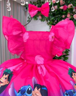 Vestido Temáticos Kids Lilo Stitch Pink