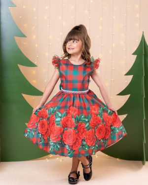 Vestido Marie Eduarda Floral Vermelho - Natal