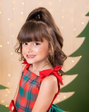 Vestido Marie Madeline Ursinho Xadrez Vermelho - Natal