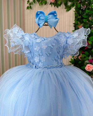 Vestido Menina Bonita Angelie Azul Bebe