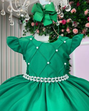 Vestido Ysa Kids Francine Verde Bandeira