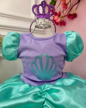 Fantasia Infantil da Sereia Ariel Acompanha a Tiara Luxo