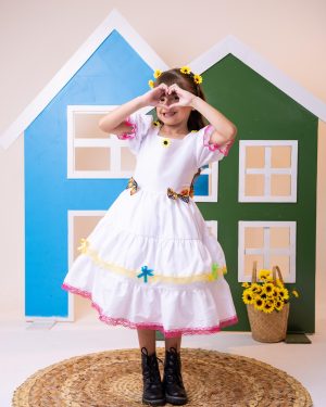 Vestido Junino Banana Club Luxo Noiva/Noivinha Branco