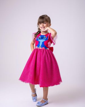 Vestido Tematicos Ysa Kids Lilo Stitch Pink Modelo 3