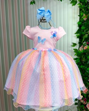 Vestido Vila Lele Ana Clara Rosa Saia Colorida