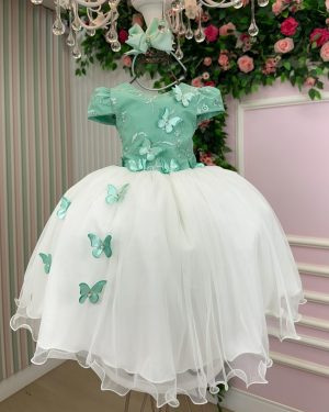 Vestido Juvenil - Midi Vila Lele Sabrina Verde Oliva e Off