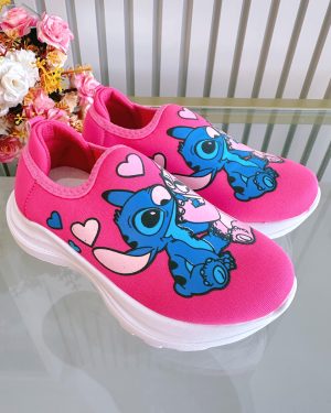 Tênis Calce Fácil Meninas Temático Lilo Stitch e Angel Pink