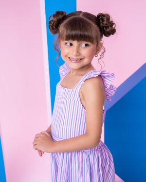 Vestido Banana Club Celine Lilas Listrado