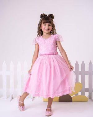 Vestido Infantil Menina Bonita Beatriz Rosa Bebe
