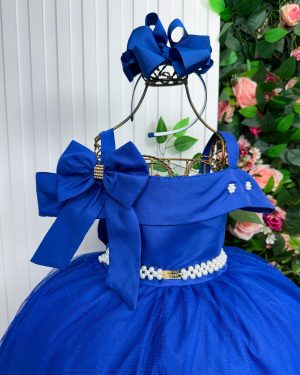Vestido Banana Club Longo Doce Elegancia Azul Royal