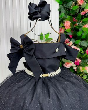 Vestido Banana Club Longo Doce Elegancia Preto