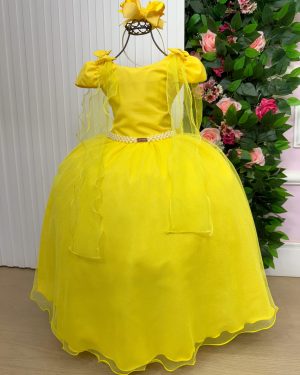 Vestido Banana Club Longo Diamante Amarelo