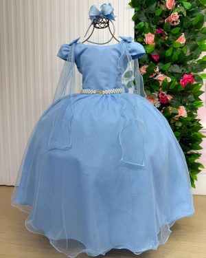 Vestido Banana Club Longo Diamante Azul Bebe