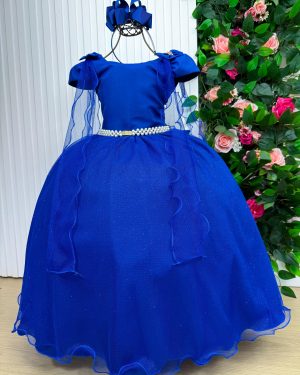 Vestido Banana Club Longo Diamante Azul Royal