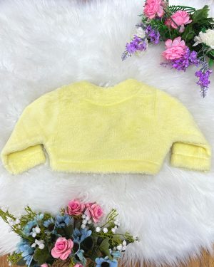 Bolero Infantil de Pelúcia Amarelo Plush Luxo e Botão Laço Stass