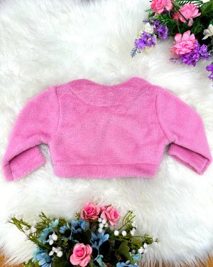 Bolero Infantil de Pelúcia Rose Plush Luxo e Botão Laço Stass