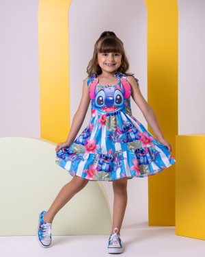 Vestido Temáticos Ysa Kids Stitch Azul