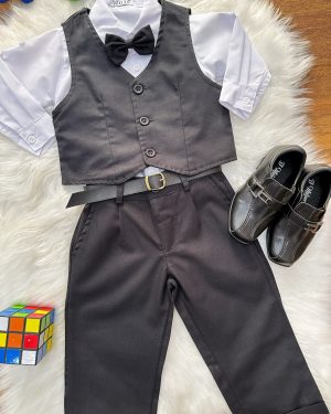 Conjunto Social Pajem Calça Colete Preto e Camisa Branca