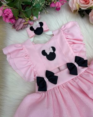 Romper/Vestido Princesa Belli Minnie/Minie Rosa Modelo 2