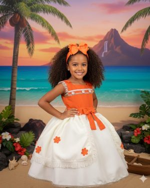 Vestido Tematicos Kids Princesa Praia Modelo 3