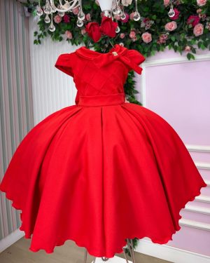 Vestido Bella Child Ravena Vermelho