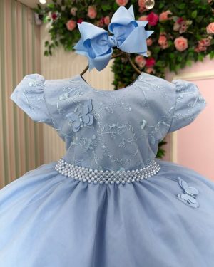Vestido Vitoria Kids Leticia Azul Bebe