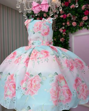 Vestido Mini Miss Lorena Florido Azul Bebe