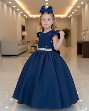 Vestido Ysa Kids Ariane Longo Azul Marinho