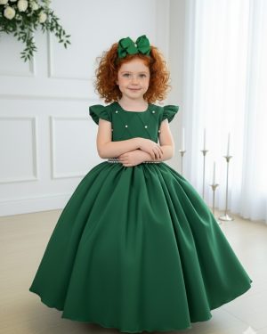 Vestido Ysa Kids Ariane Longo Verde Esmeralda