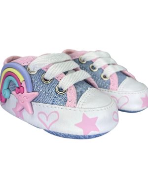 Tênis de bebê menina Starzinho Arco Íris e Estrelinha (Jeans)