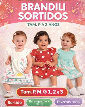Kit de vestido infantil BRANDILI 3 PEÇAS sortidas - Vestido infantil pro Natal vestido bebê de verão