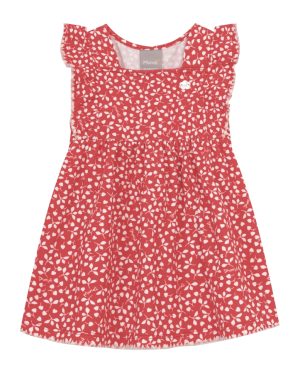 Vestido bebê em Cotton Vermelho folhagens Mundi Brandili - vestido Natal
