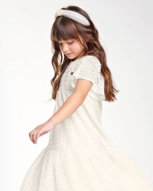 Vestido Infantil  Midi Trick Nick em Renda - Vestido off-white vestido ano novo