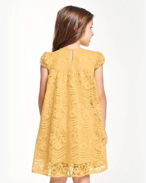 Vestido Infantil Trick Nick em Renda - vestido amarelo - Tamanho 2, 6 e 10 anos