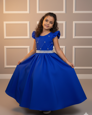 Vestido Ysa Kids Ariane Longo Azul Royal