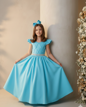 Vestido Ysa Kids Ariane Longo Azul Tifanny