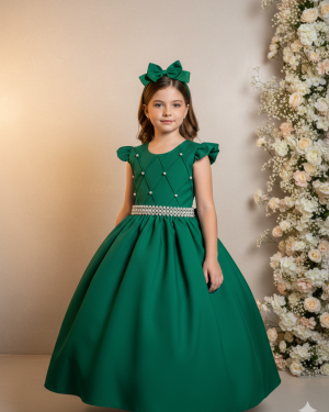 Vestido Ysa Kids Ariane Longo Verde Bandeira