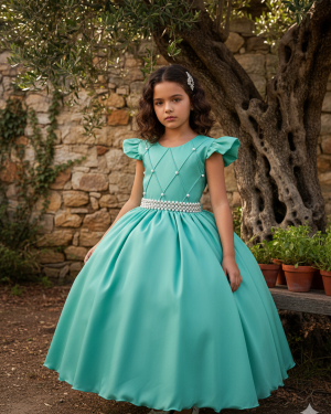 Vestido Ysa Kids Ariane Longo Verde Menta