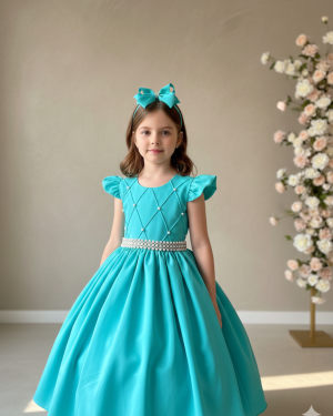 Vestido Ysa Kids Ariane Longo Verde Tifanny