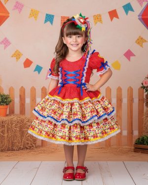 Vestido Bella Child Junino Forró Junino Vermelho