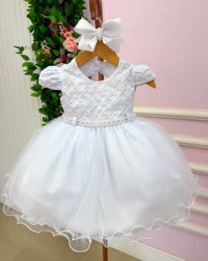 Vestido Menina Bonita Bebe Ana Flavia Branco