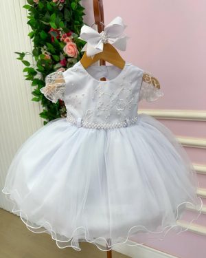 Vestido Menina Bonita Bebe Ana Sofia Branco