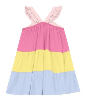 Vestido Meia Malha Menina BRANDILI Três Marias em tons Pasteis