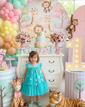 Vestido Vila Lele Jardim das Borboletas Baby Liz Verde Tiffany