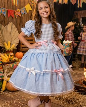 Vestido Junino Mimadine Luxo Stefanny Azul Bebe