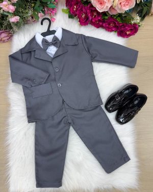 Conjunto Social Miss Cherry Jorge Terno Cinza Grafite