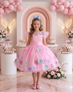 Vestido Marie Jardim Encantado Isis Luxinho Rosa