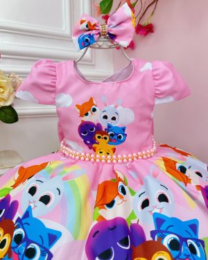 Vestido Infantil Bolofofos Rosa Festas Luxo Com Laço