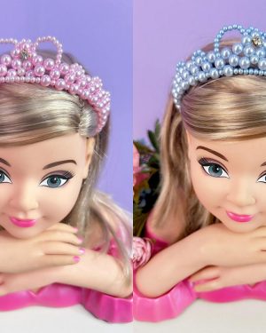Coroa Infantil Princesa de Pérolas e Strass Luxo Cores