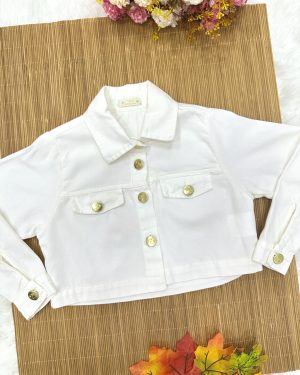 Jaqueta Infantil Marfim Sarja Casual Festas Luxo